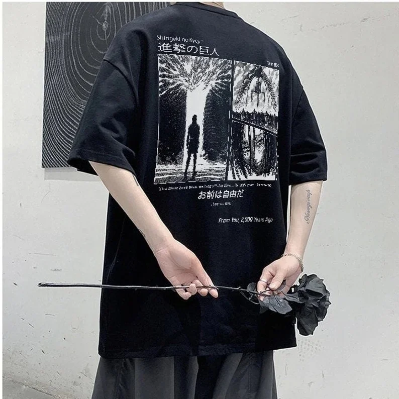 Attack on Titan Double Sided Front Back Text Graphic T Shirt Eren Founding Titan Anime Men Women and Kids Casual Tee