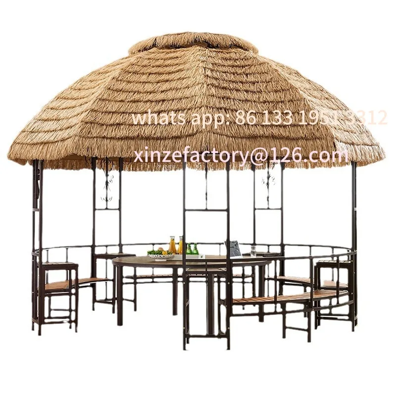 

Outdoor round thatched pavilion tent outdoor agritainment bed and breakfast restaurant garden terrace straw shed simulation cano
