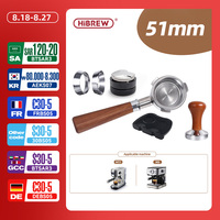 HiBREW 51mm Bottomless Coffee powder handle 304 stainless steel and solid wood