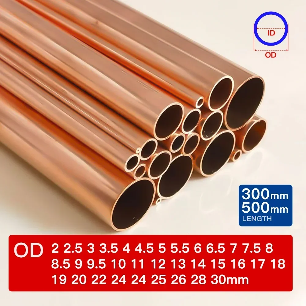 Copper pipe  wall thickness 1mm OD 20-30mm length 100mm Hollow straight round copper tube piping customize