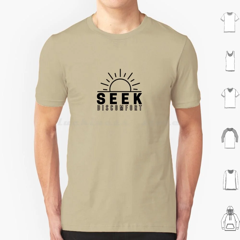 T-shirt Seek Discomfort Sunset en coton pour hommes et femmes, impression DIY, Seek Discomfort, Discomfort, Motivation, Inspirant, Motivation