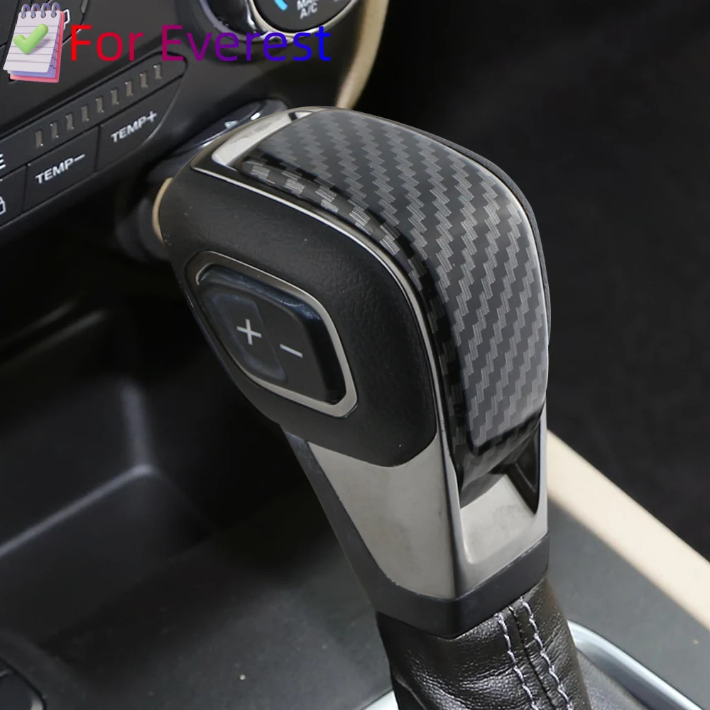 Carbon Fiber Color Interior Gear Shift Knob Decorator Cover for Ford Ranger Raptor Everest Endeavour 2019 2020 2021