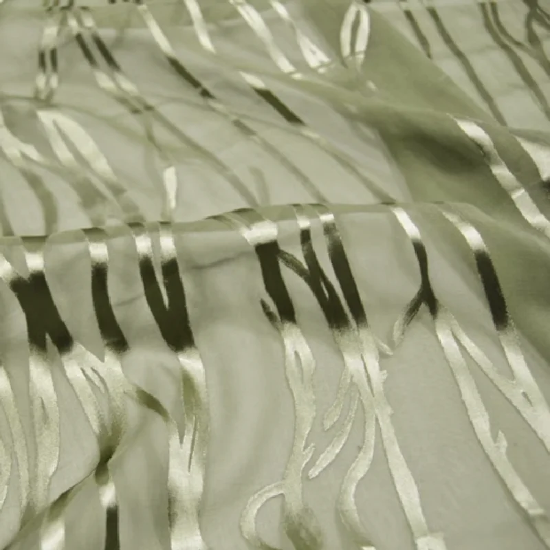 Unique Style Good Quality Popular Green Color Silk Burn Out Fabric with Comfortable Feeling for Garment Scarves