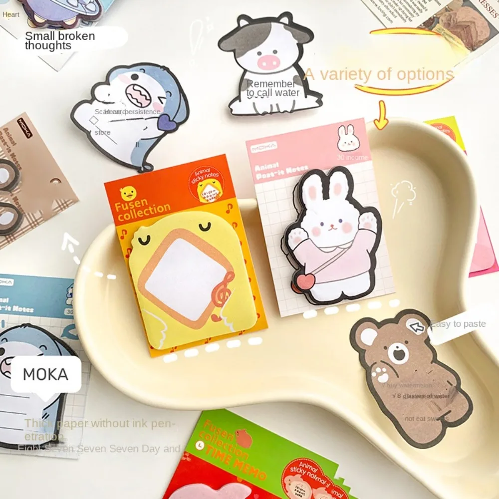 Cute Animal Memo Pad Cartoon Decorative Writing Notepad Kawaii Rabbit Cow Bear Sticky Notes Kids School Stationery