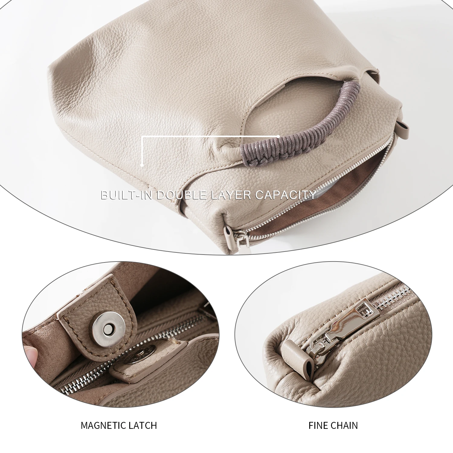 ANGENGRUI Leisure Fashion Genuine Leather Women\'s Bag Handwoven Handle High Capacity First Layer Cowhide Handheld Shoulder Bag