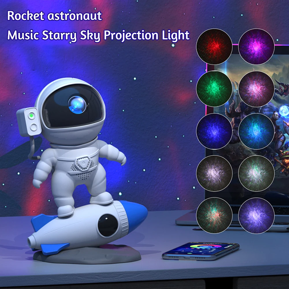 Third Generation New RGB Ambient Night Light Astronaut Star Projection Lamp with Speaker Romantic Room Decor Speaker Gift