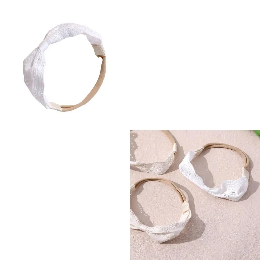 

Повязка на голову для новорожденных, белая кружевная повязка для волос с отделкой, стильный головной убор для маленьких девочек,