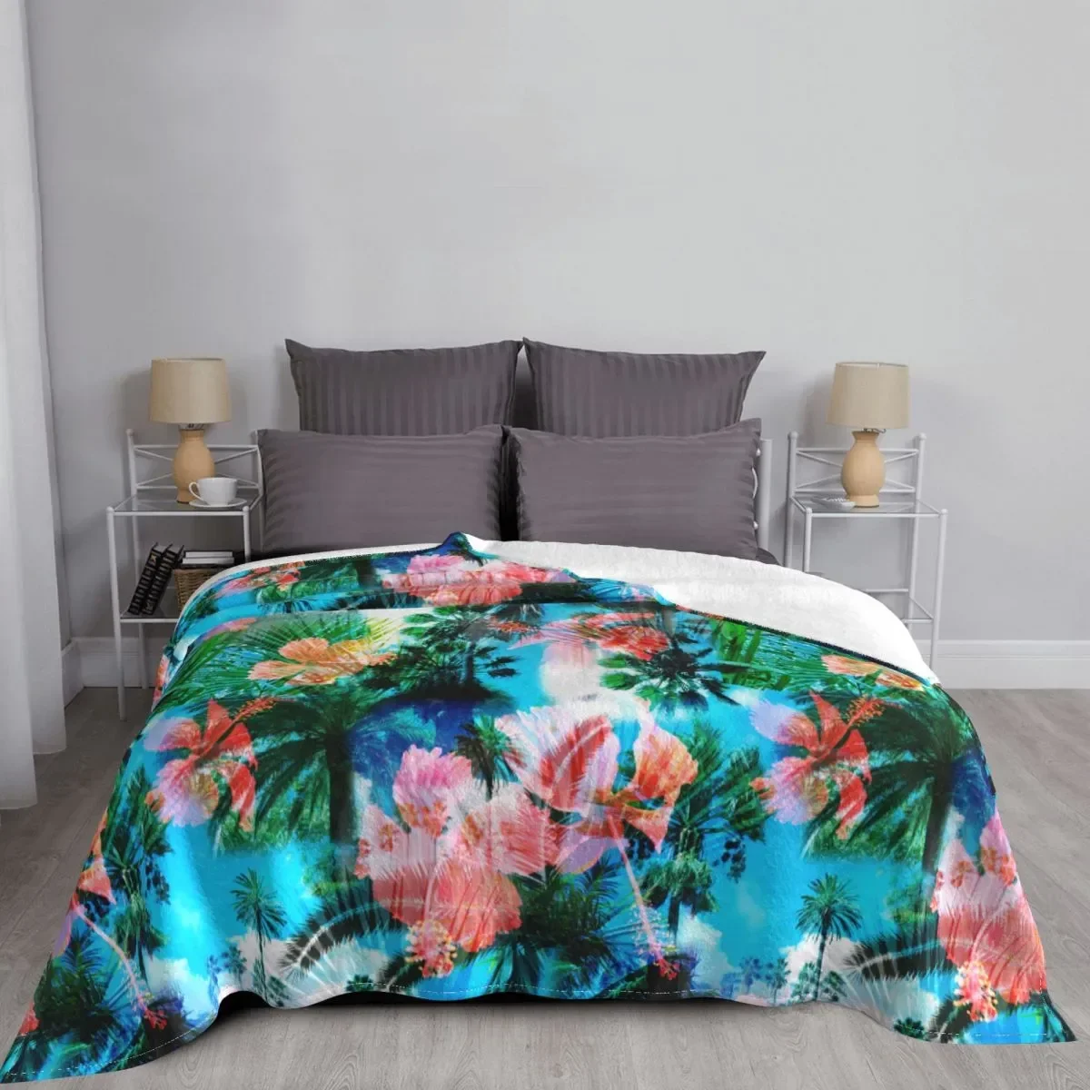 Colorful Hawaii Style Leaf Blanket Fleece Autumn/Winter Multi-function Super Soft Throw Blankets for Home Bedroom Bedspread