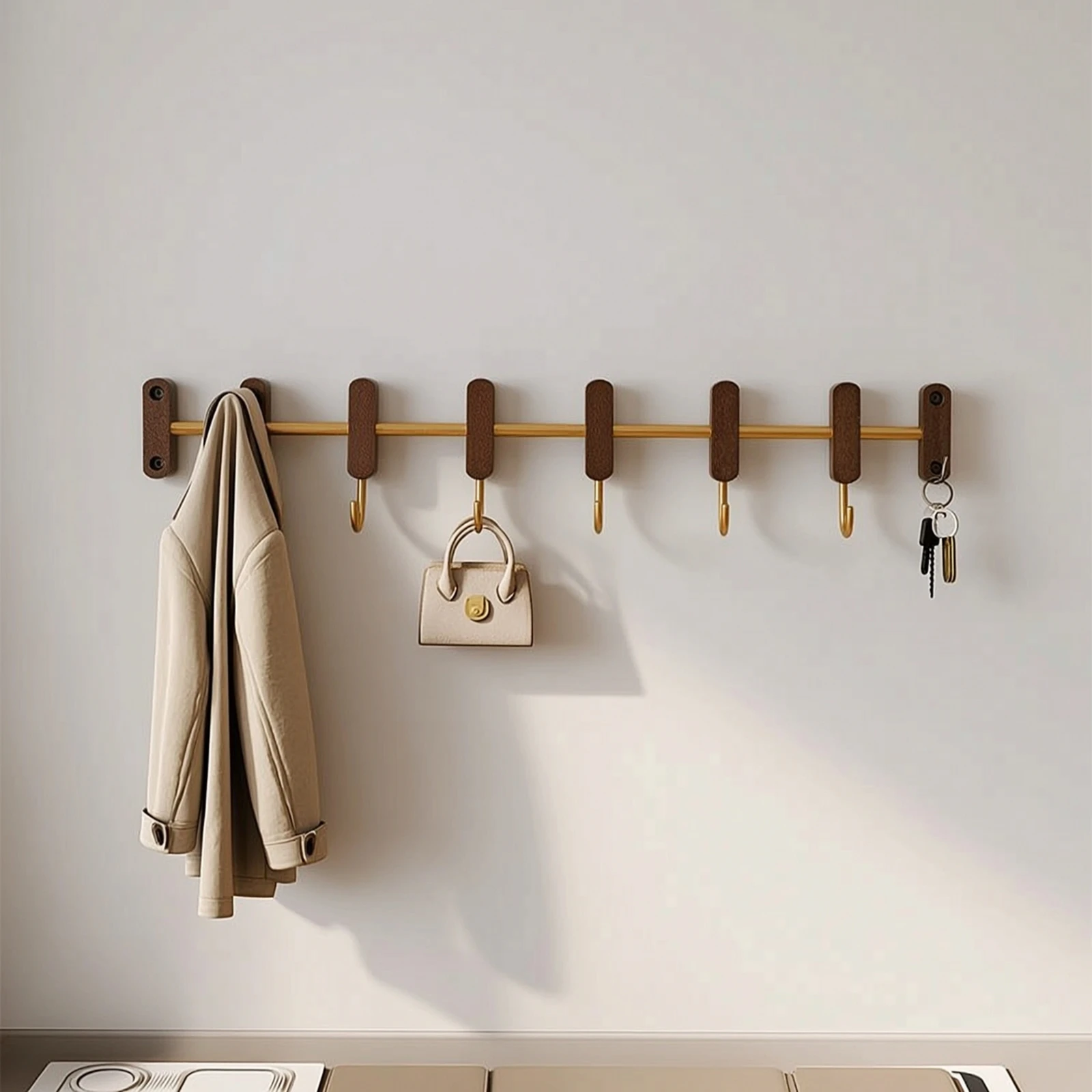 Picture 5: Sliding Coat Hook Rack Metal Wall Coat Hook Rack Multipurpose Long-Lasting for Entryway, Bedroom