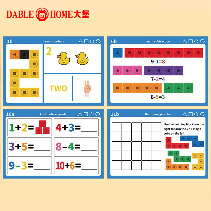 Het Koppelen Van Wiskundige Blokjes Met Activiteitenkaarten Ingesteld Magisch Tellen Speelgoed Snap Koppelen Kubus Wiskunde Tellers Voor Kinderen Leren