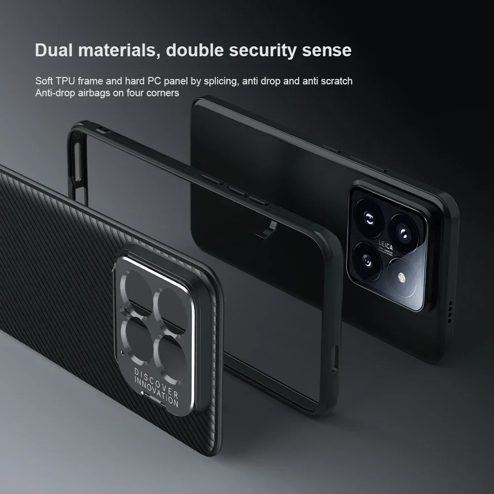 Funda Nillkin a prueba de golpes para Xiaomi 14 Mi 14 Pro con cubierta de lente CamShield que se abre y se cierra.