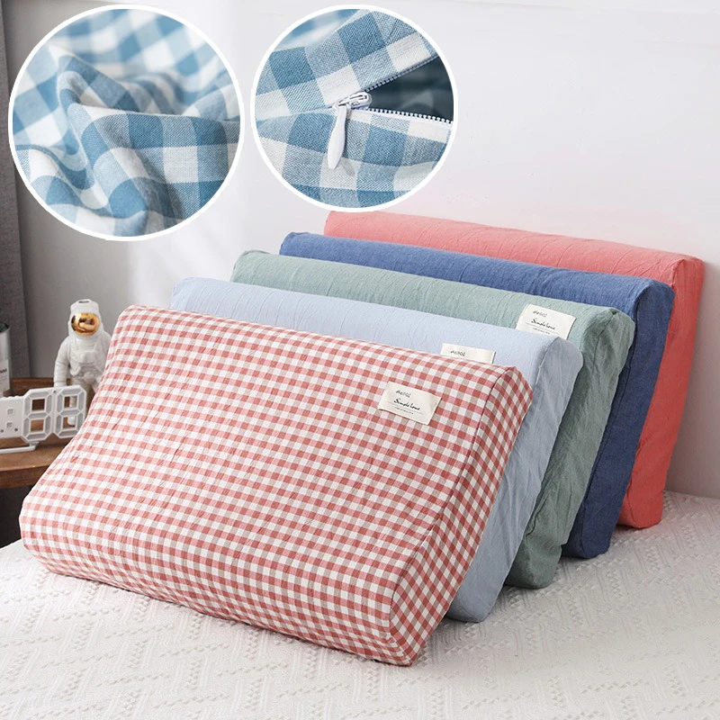 

Plaid Latex Pillow Cover Cotton Washable Pillowcase 30x50 40x60cm for Memory Foam Orthopedic Pillow Protector Bedroom Home Decor
