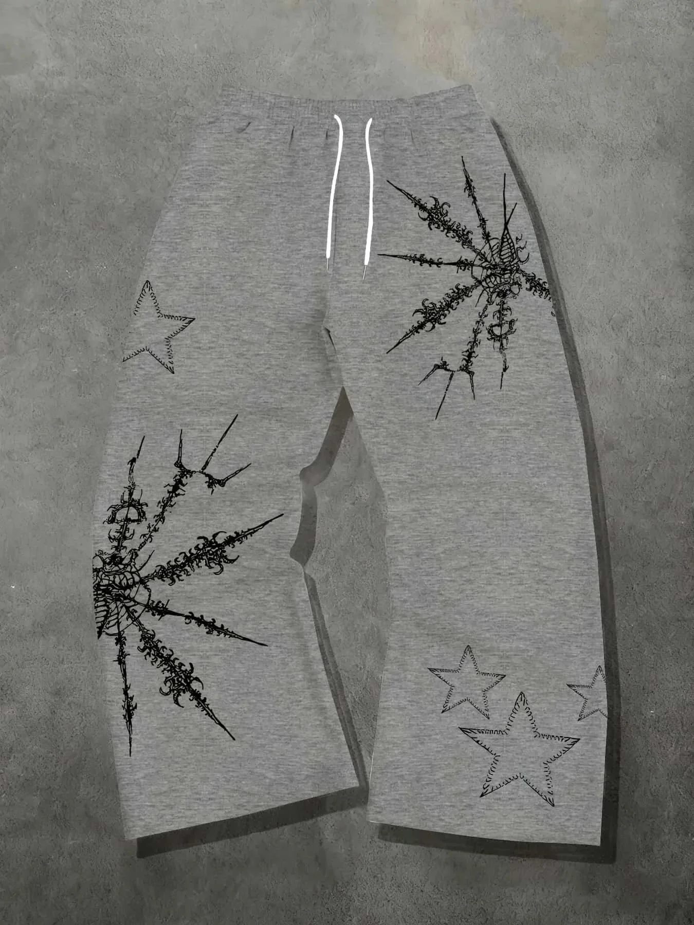 American Street Thorn Star Print Dark Style Trendy Loose Straight Tube Unisex Slimming New Street Style Pants for Men's Clothing
