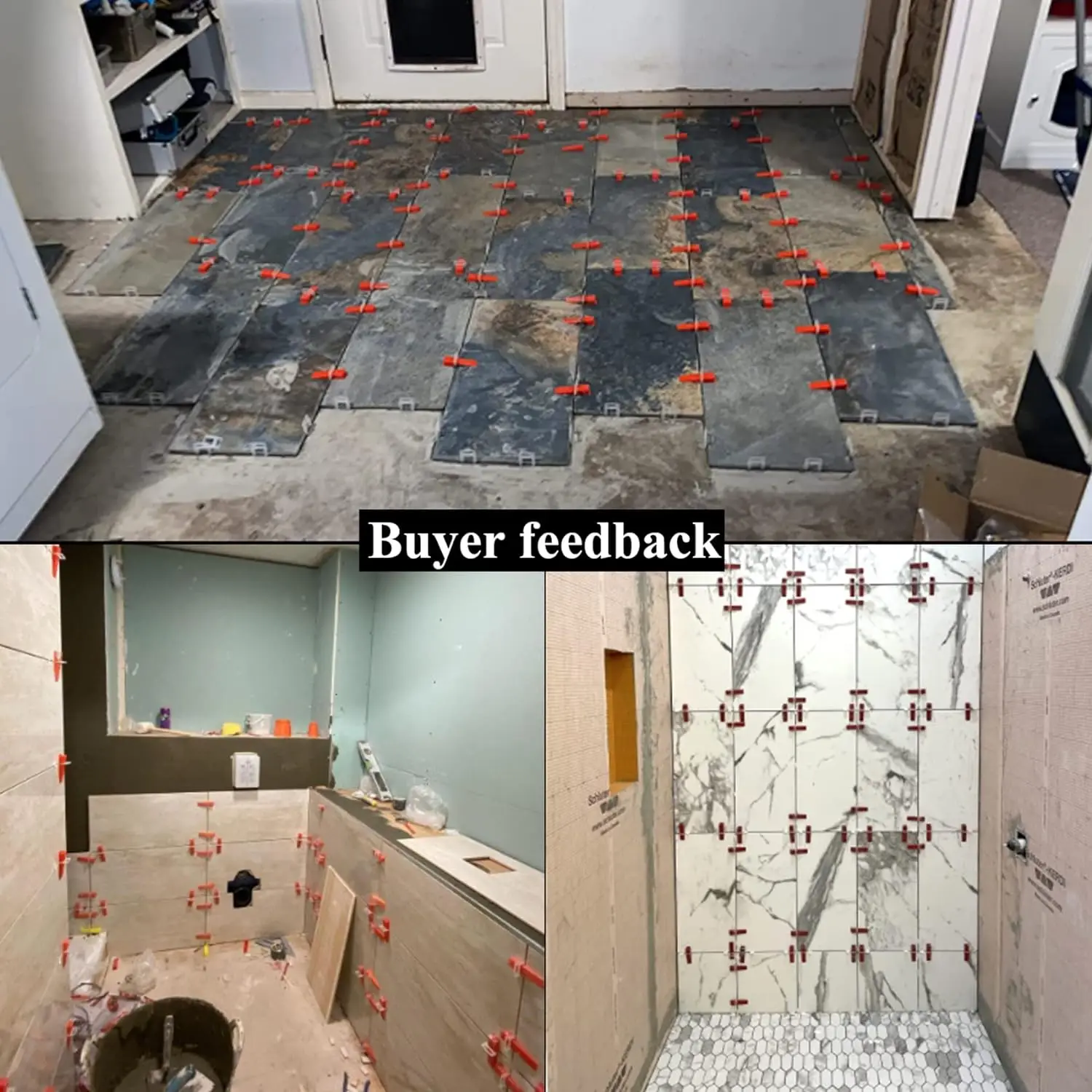 201 Pcs Tile Leveling System Kit 100-200pcs Tiling Clip 100pcs Reusable Wedges and 1pc Plier for Ceramic Tile Stone Installation