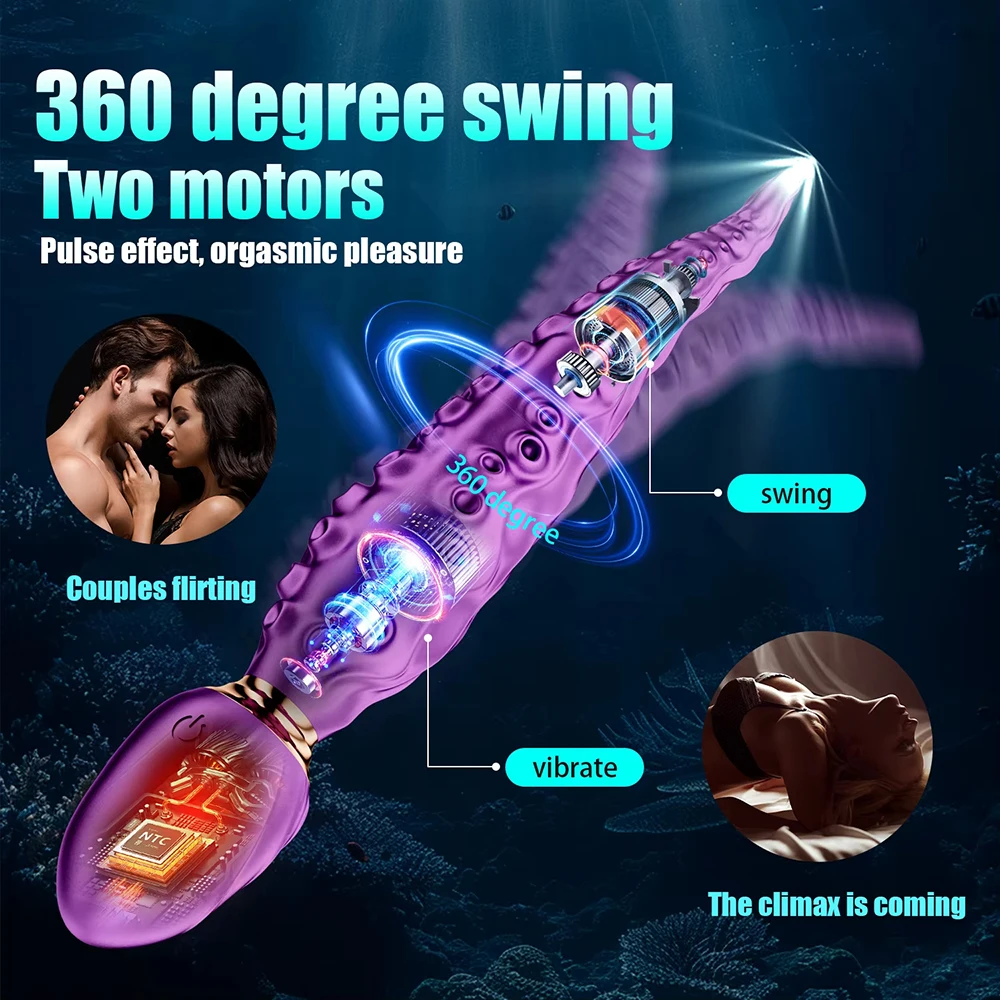 Octopus Tentacle Clitoral Vibrator,Vibrating Realistic Monster G Spot Dildos with 9 Vibration Rotation Modes,Sex Toys for Women