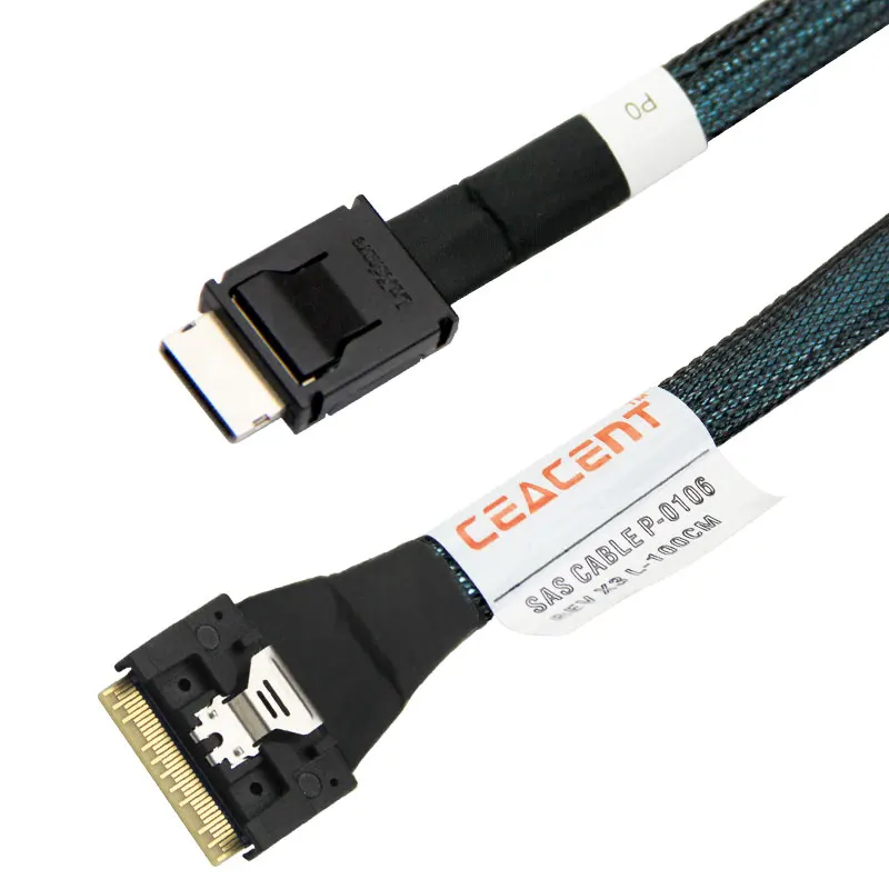 80CM SlimSAS NVMe Cable SFF-8654(x8) to 2x Oculink SFF-8611 12G/6G/NVMe, Compatible SlimSAS 8I RAID/HBA Card and NVMe Adapter