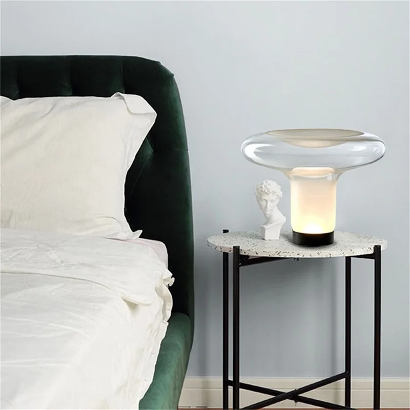 TINNY Nordic Table Lamp Modern Simple Mushroom Desk Light LED Glass Home Decorative For Bedside Living Room
