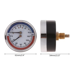 0-16Bar 0-120℃ Thermal Pressure Gauge Stainless Steel 1/4