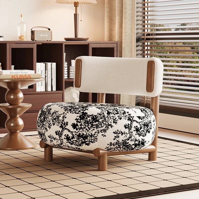 

Single French Retro Chairs Balcony Simple Wood White Nordic Chair Hotel Reading Fauteuils De Salon Living Room Furniture