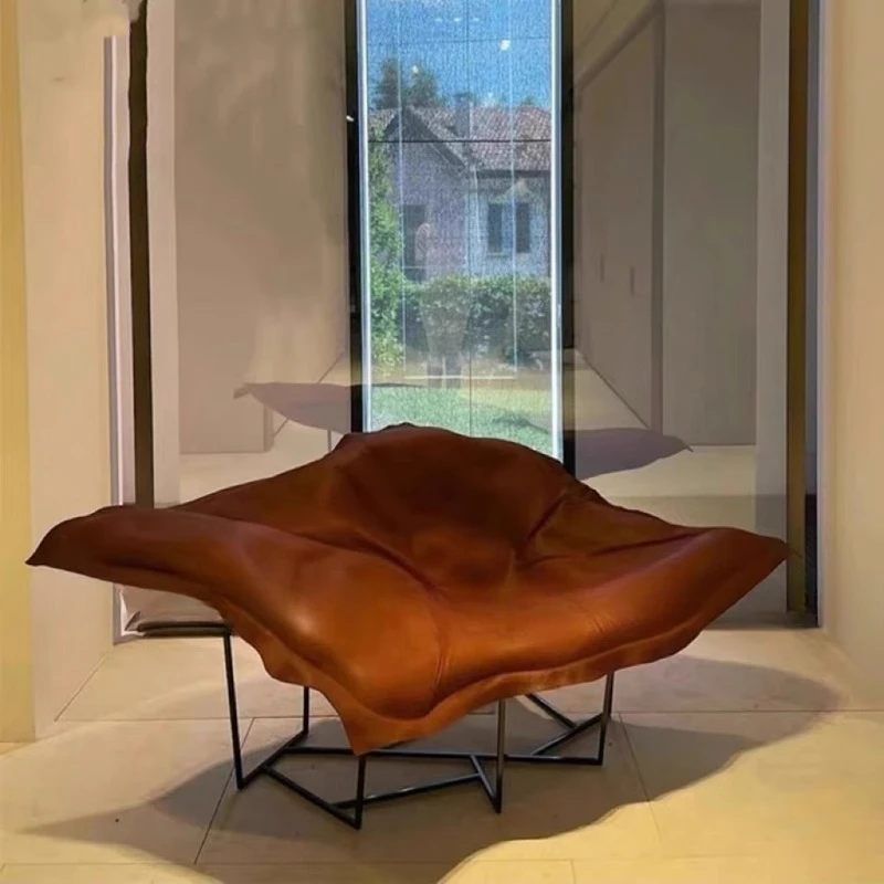 

Minimalist designer fiberglass cloud leisure recliner model room living room special-shaped leisure single leather