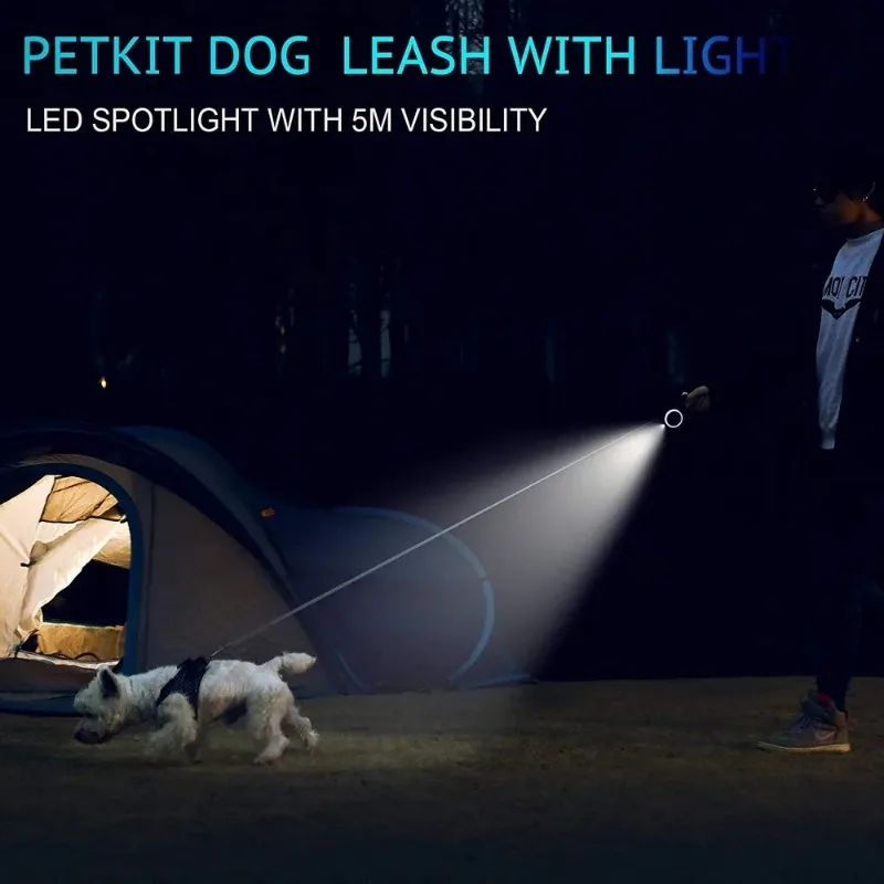 Imagem -04 - Petkit-retrátil Led Dog Leash para Cães Pequenos Usb Recarregável um Botão Brakdog Leash com Aderência Confortável até 66 Lbs 3m