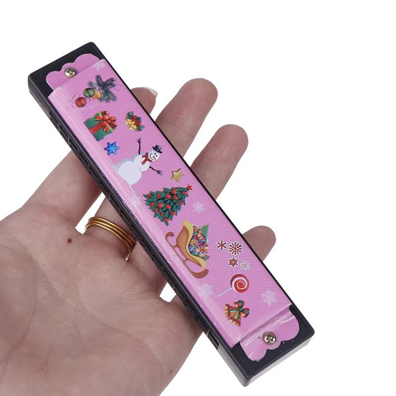 1PC Cute Montessori Educational Toys Cartoon 16 Holes Key Wood/Iron Harmonica Mouth Organ Kids Musical Wind Instrument Gift Toy