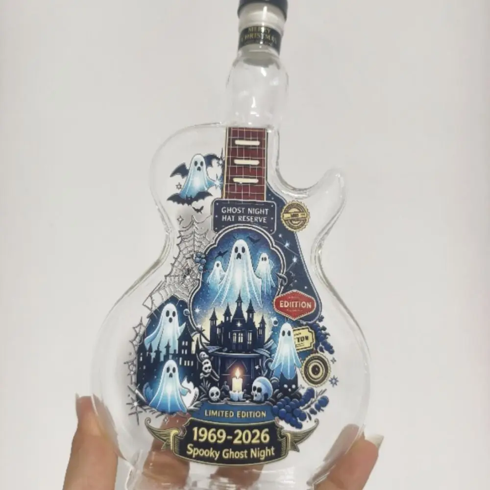 Gifts Pumpkin Halloween Guitar Shaped Decanter Ghost Dark Style Empty Wine Bottle Bat Spirits Container Home Bar