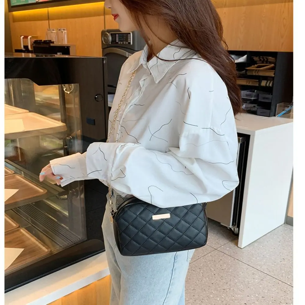 Chain Crossbody Bags for Women Lingge Embroidery Casual Female Purses and Handbags Fashion Ladies