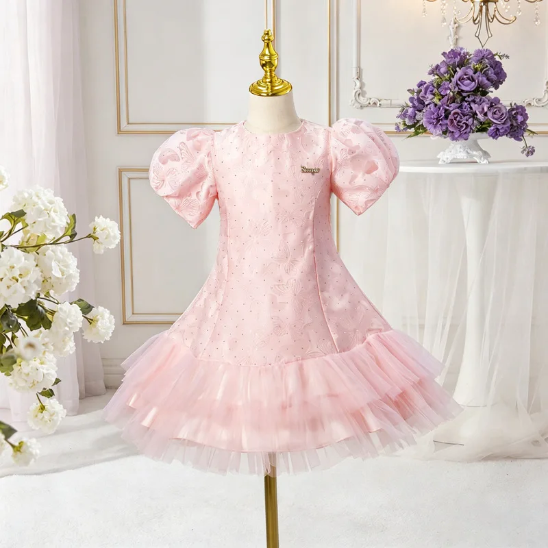 New Simple and Stylish High-Quality Puff Sleeve Princess Dress for Girls