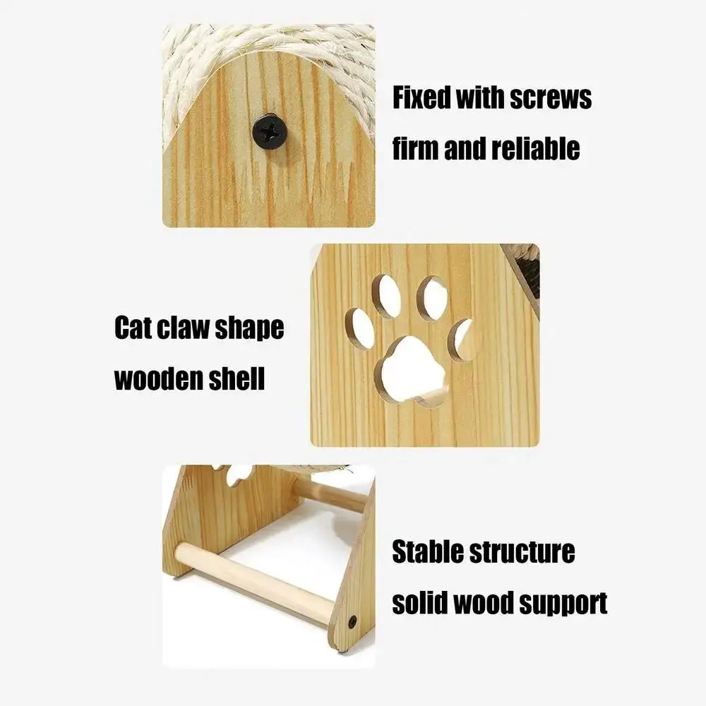 

Sturdy Wear-resistant Cat Scratching Ball Wood Base Durable Pet Scratcher Toy Sisal Soccer Large Cat Grinding Paw Board Indoor