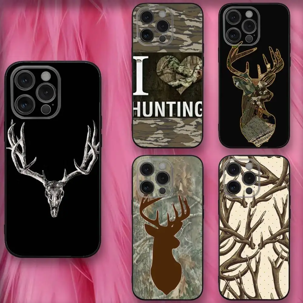 

Deer Hunting Camo Phone Case For iPhone 16,se4,15,14,13,12,11,Pro,X,XS,Max,XR,Plus,Mini Soft Black Cover