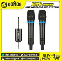 DGNOG DR20 2 Channel Wireless Microphone UHF Professional Dual Handheld Karaoke Mic System for PA Speaker Church Singing Party