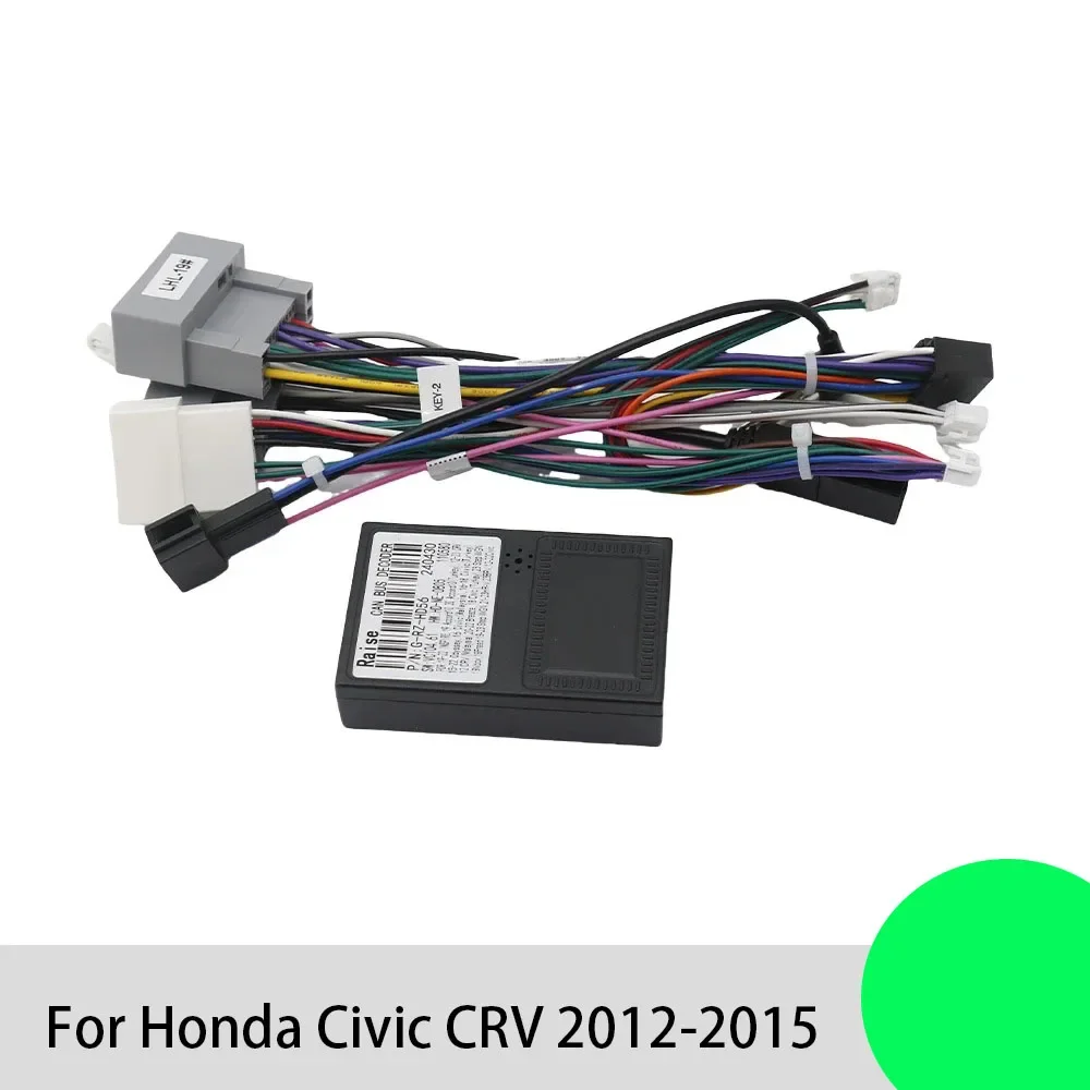 For Honda Civic CRV 2012-2015 Android 16pin MP5 Player Wiring Harness Power Cable Adapter Radio Crod  with Canbus Box