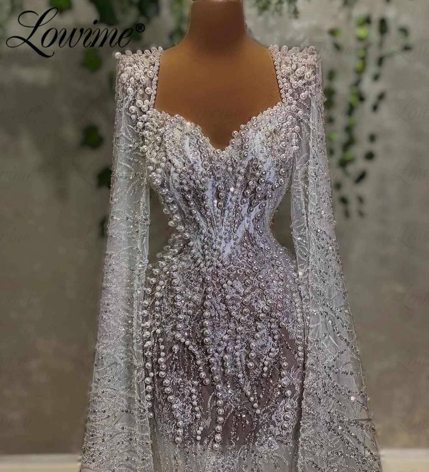 Two Designs Dubai Arabic Pearl Cape Sleeves Evening Dress Plus Size Beads Customize Mermaid Prom Dresses Long Wedding Party Gown