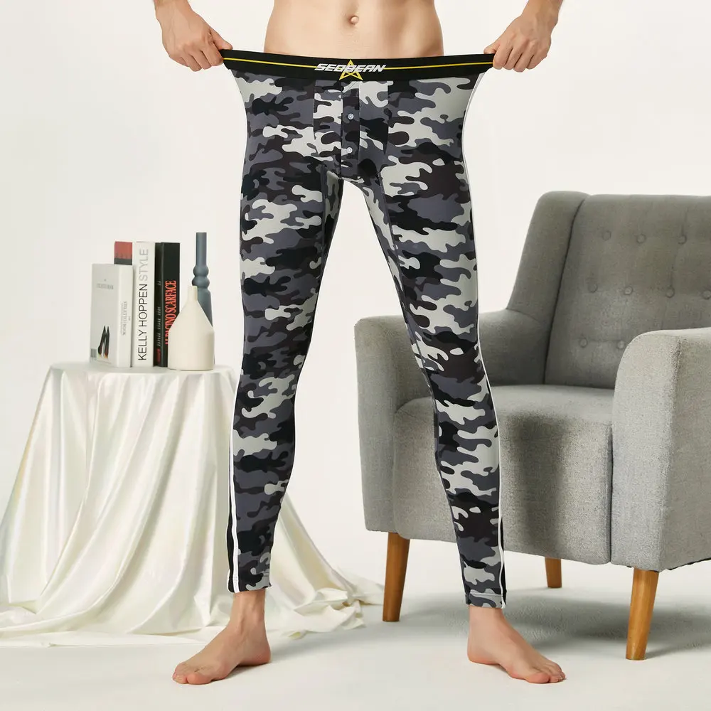 Thermal Underwear Pants Men Winter Cotton Long Johns Tight Pants Compression Tight Pants