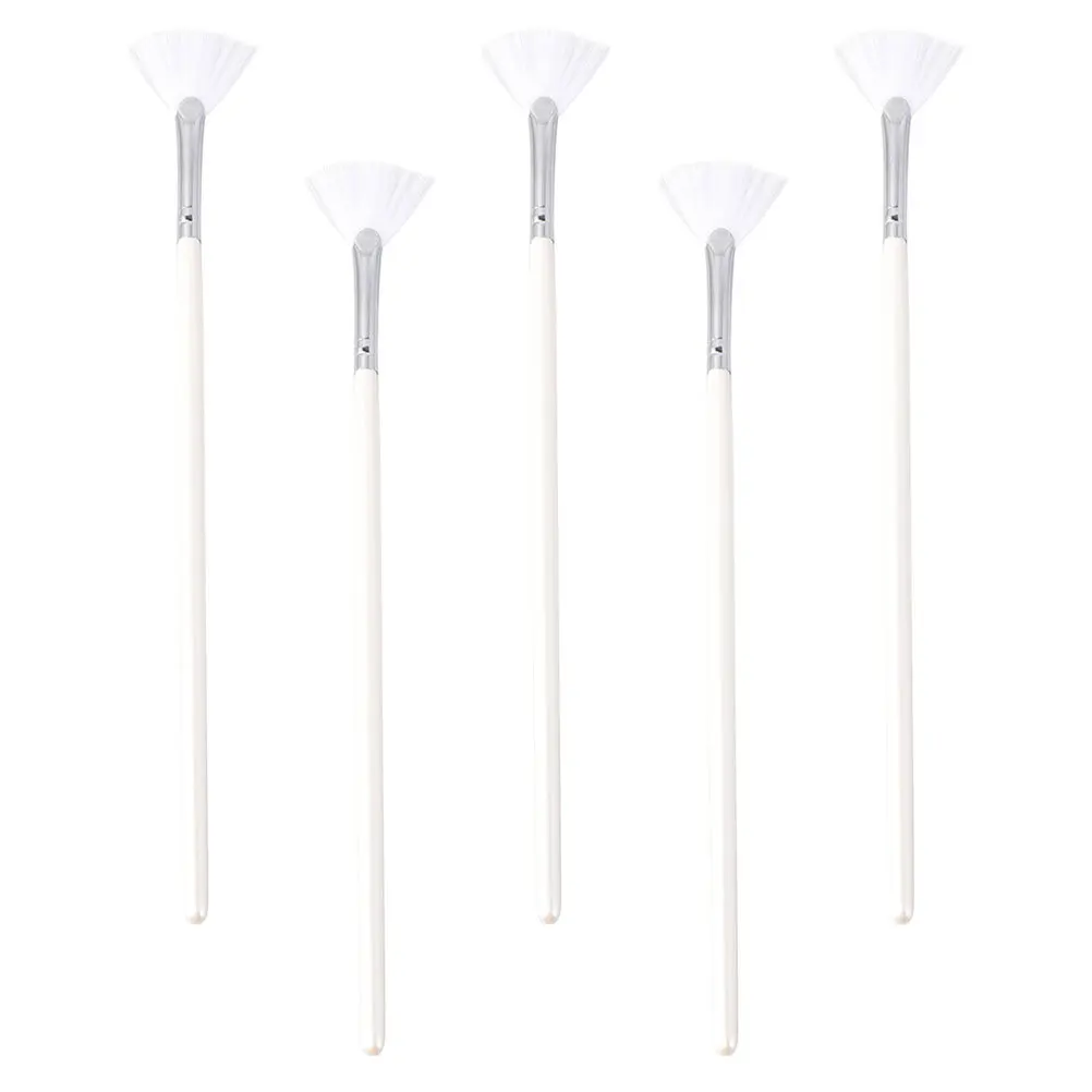 5 uds. Forma de abanico blanco de nailon para diseño ergonómico Facial se adapta a contornos, cepillos para máscara de ojos, cepillos de nailon para máscara, área para la nariz