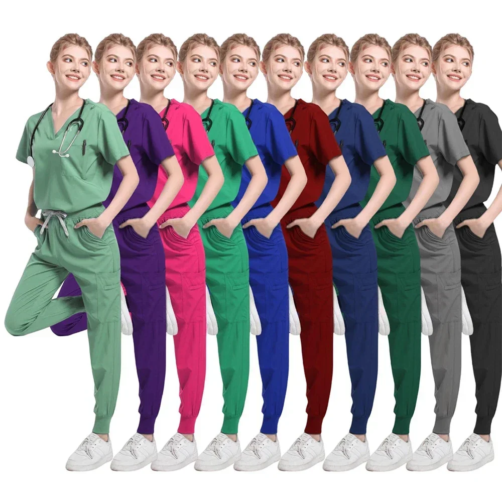 Scrubs mundury medyczne kobieta wielokolorowy SPA mundurek kosmetyczny dentysta weterynaryjne ubrania robocze unisex zestaw do szorowania kliniki aptecznej