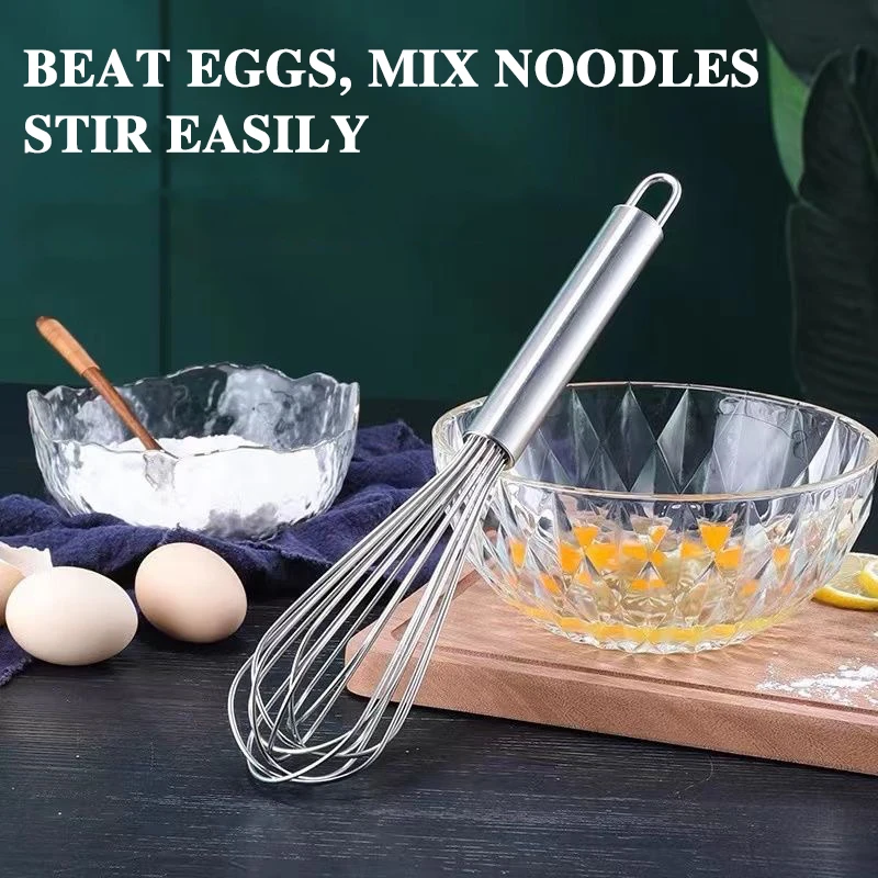 Stainless Steel Manual Egg Beater Egg Stick Mixer Egg Beater Cream Egg Baking Egg Mixing Artifact Household Baking Tools