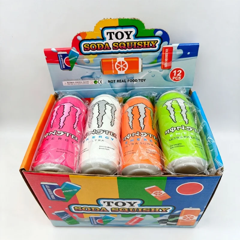 Hot Blind Box Random 6pcs Style Simulation Energy Drink Easy Can Pinch Slow Rebound Toy Stress Relief sensory toys for adults