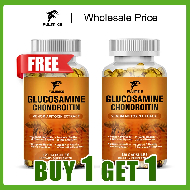 

Buy 1 Get 1 Free! Glucosamine Chondroitin Supplement, for Flexibility, Reduces Stiffness & Discomfort, Total Skeletal Health