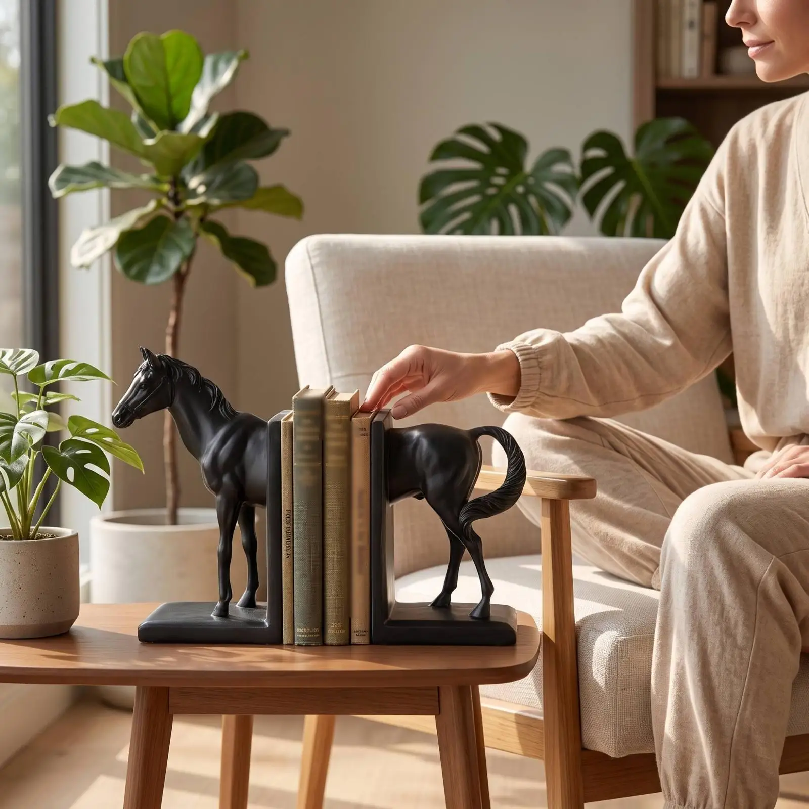 Horse Bookends Mirrored Bookends with Rectangular Base Sculpted for Collectors
