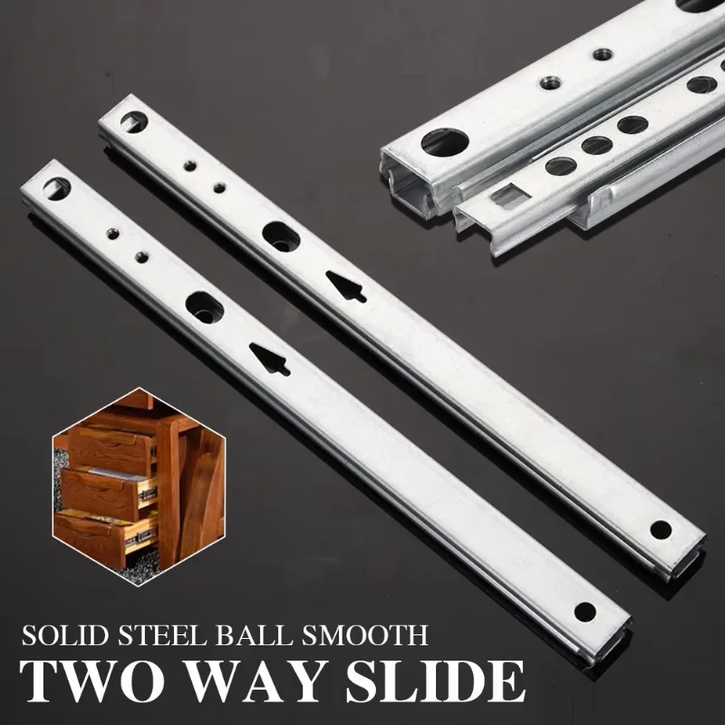 17mm Wide Steel Ball Drawer Cabinet Runner Guides Groove Bearing Steel Slides Rails DIY 1 Pair Drawer Steel 2 Appearances