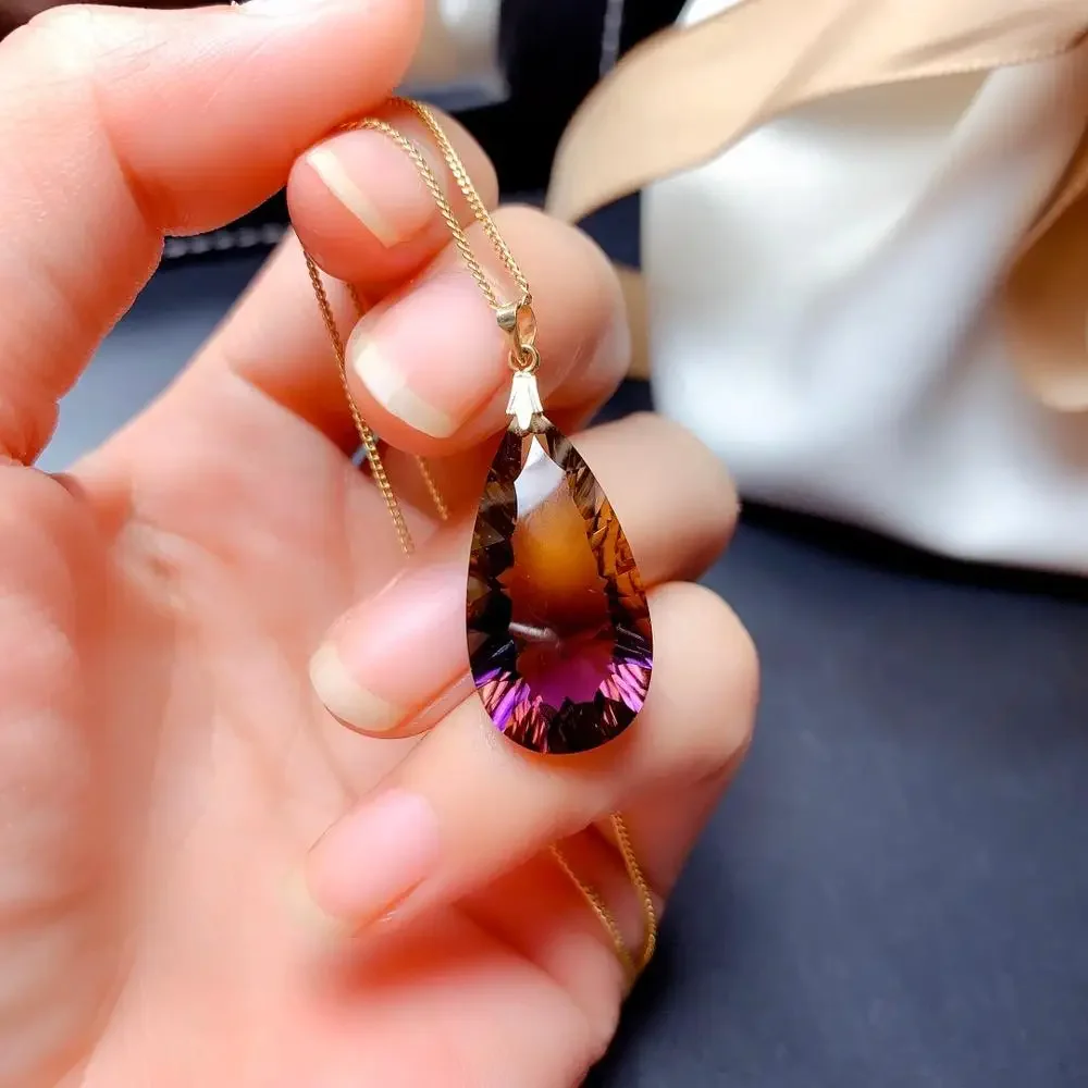 18k-yellow-gold-ametrine-pendant-classic-exquisite-women's-christmas-gift-brand-new-13-25mm