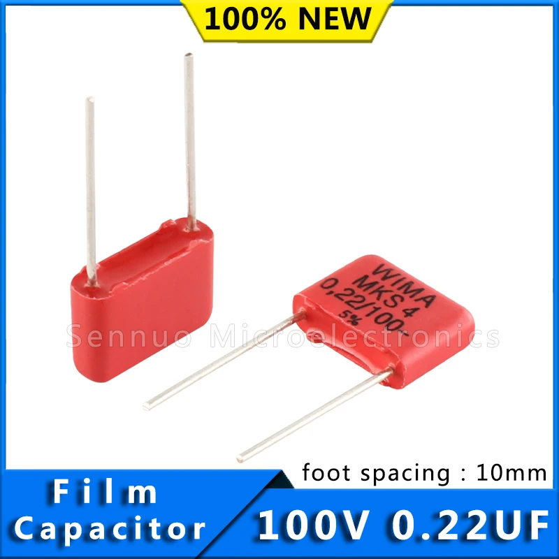 

5/10pcs New German WIMA Film Capacitor MKS4 100V 0.22UF 100V 224 Pitch 10mm Audio Infinity Capacitor MKS4D032203C00JSSD