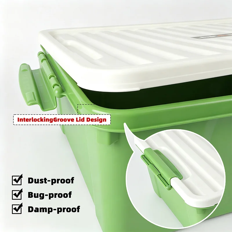 EKOA 2 Pack 35L/36QT Heavy Duty Storage Bins with Lid, Stackable Plastic Waterproof Dustproof Organizer for Garage, Closet