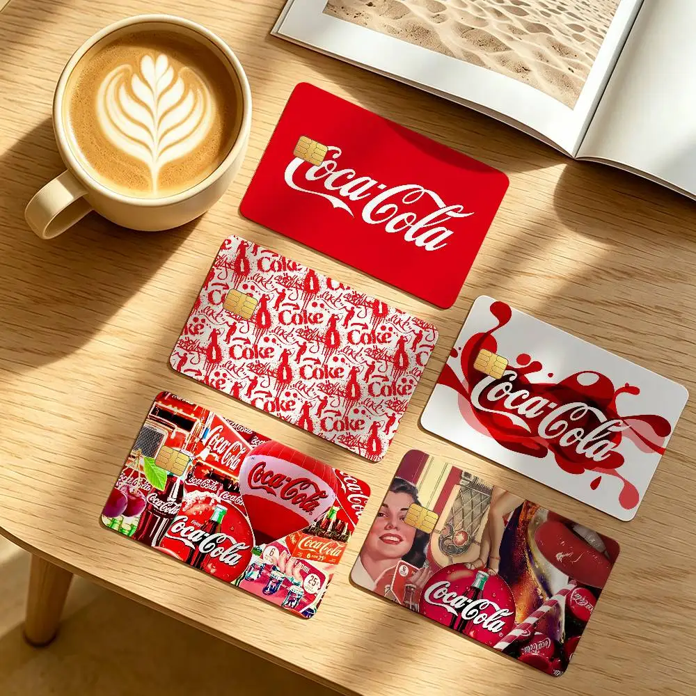 Fashion Drink C-Coca-C-Cola-S 4Pcs Waterproof Scratch Resistant Card Skin Stickers Fashion Decorative for Credit Debit Bank