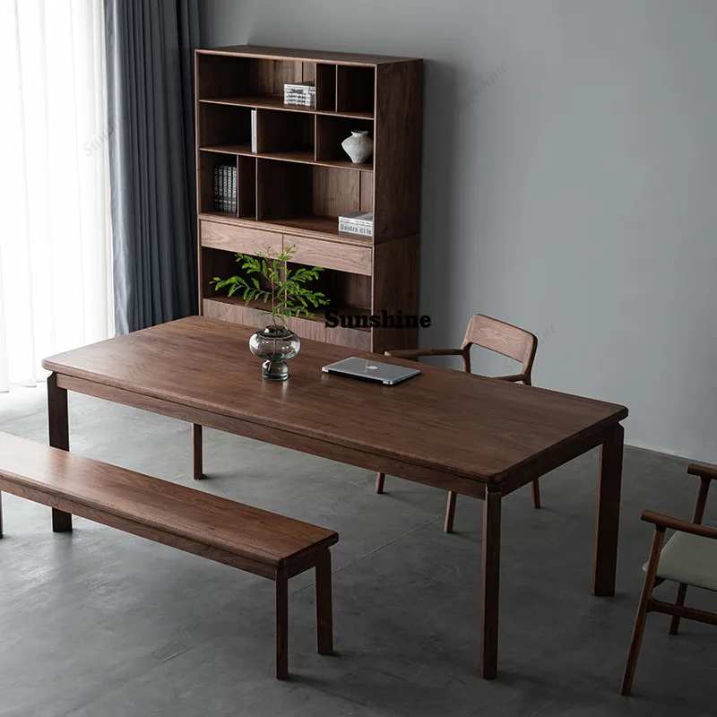 

Nordic Restaurant Solid Wood Rectangle Table Wabi Sabi Household, Conference Desk