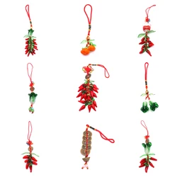 Mascot Wealth Lucky Fengshui Brass Coin Chili Cabbage Pumpkin Chinese Knot for Car Hanging Charm Spiritual Supplies Home Decor