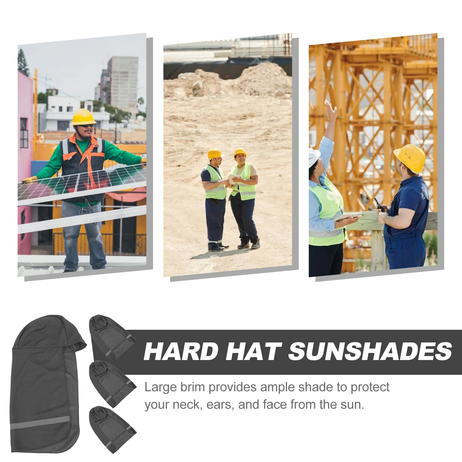

4Pcs Hard Hat Sunshade Neck Protection Breathable Full Brim Visor Outdoor Construction Hard Hat Sun Shade