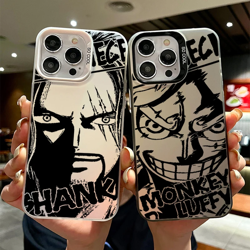 

Japanese One Piece Luffy Art For Apple iPhone 15 14 13 12 11 8 7 XS XR X Pro Max Plus Colorful Silver Funda Phone Case